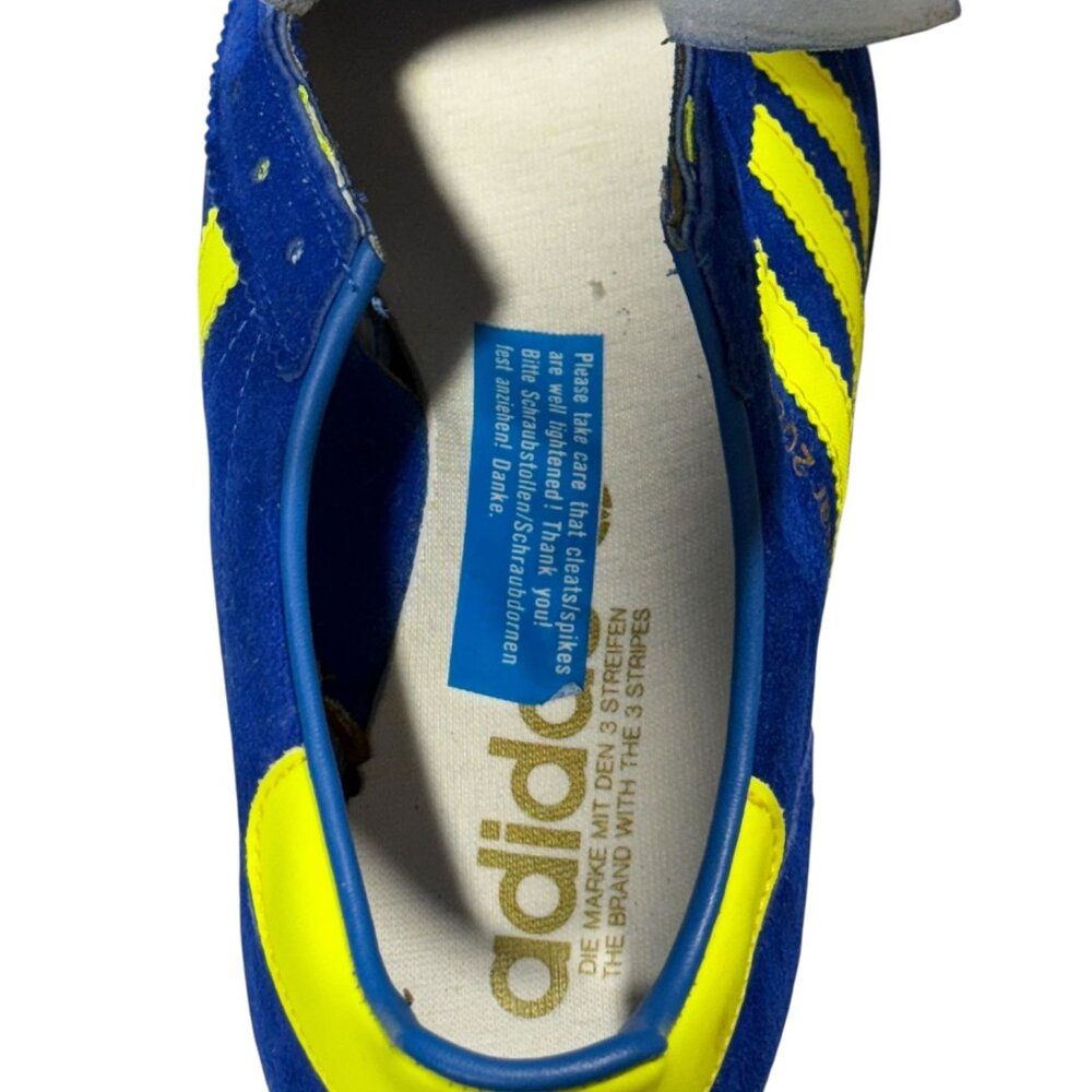 Vintage  70's Adidas 5202 adiSTAR 2000 Soccer Cleats 7.5 Blue/Yellow Unworn Rare - Picture 6 of 16